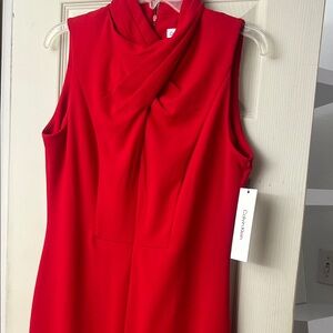 Calvin Klein Vibrant Red Cowl Neck Dress